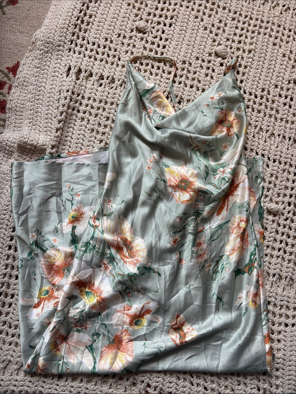 Floral Midi Slip Dress in Sage Green